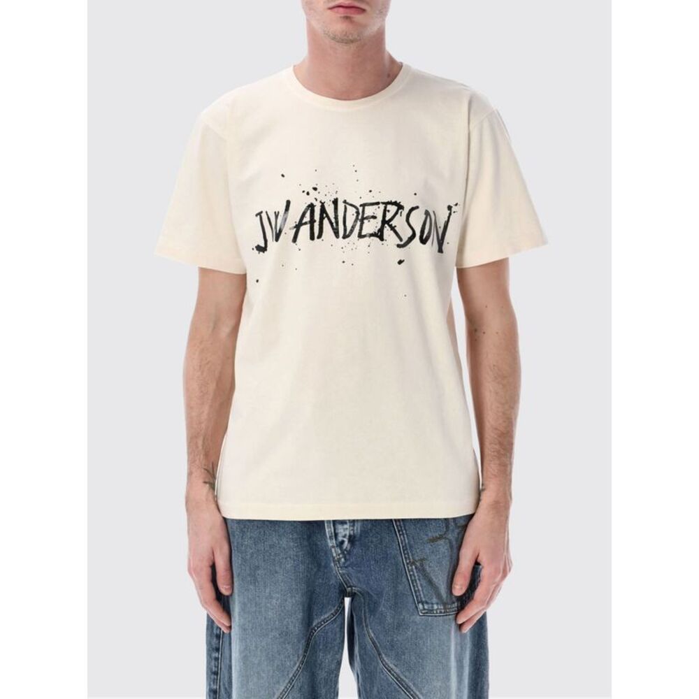 Jw Anderson Men Cotton Crew Neck T-Shirt With Logo Jw Anderson